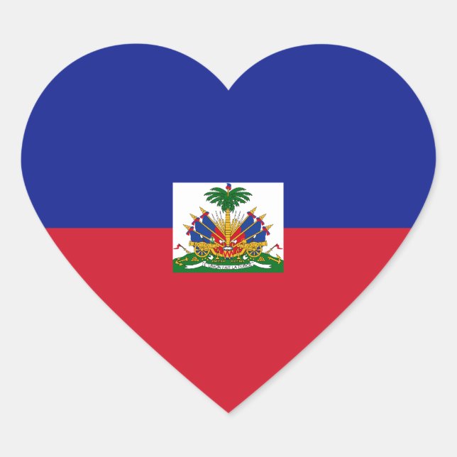 Cœur Sticker Coeur Drapeau Haïti (Devant)