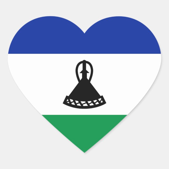 Cœur Sticker Coeur Drapeau Lesotho (Devant)