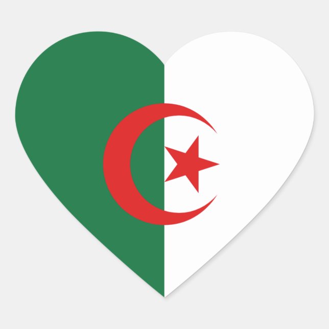 Cœur Sticker coeur du drapeau d'Algérie (Devant)