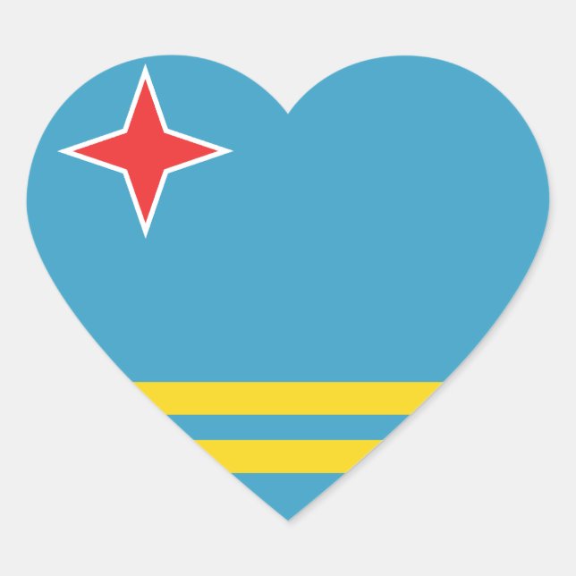Cœur Sticker Coeur du drapeau d'Aruba (Devant)