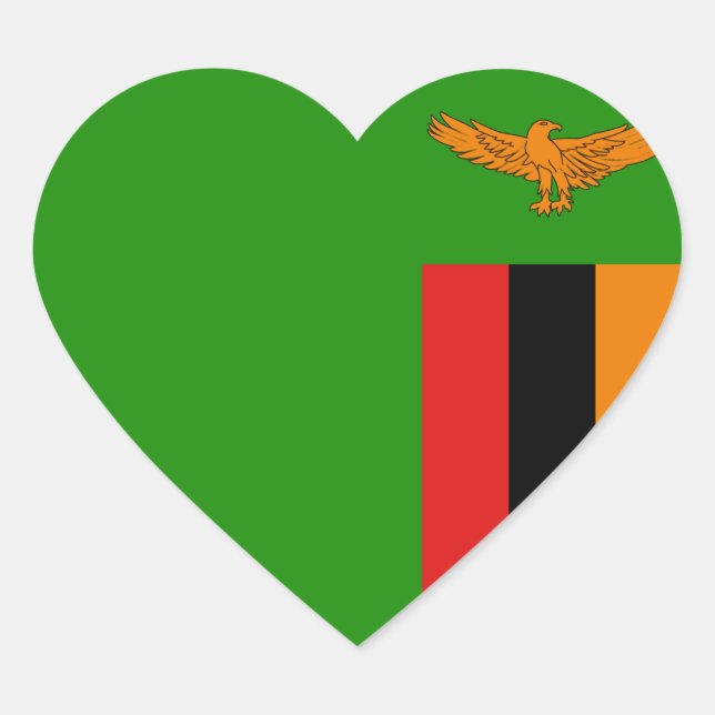Cœur Sticker Coeur du drapeau de la Zambie (Devant)