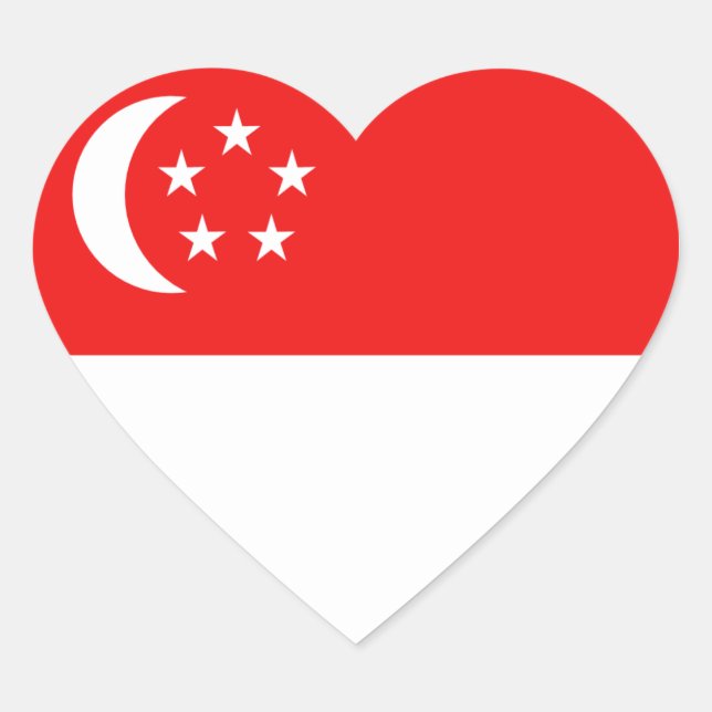 Cœur Sticker Coeur du drapeau de Singapour (Devant)