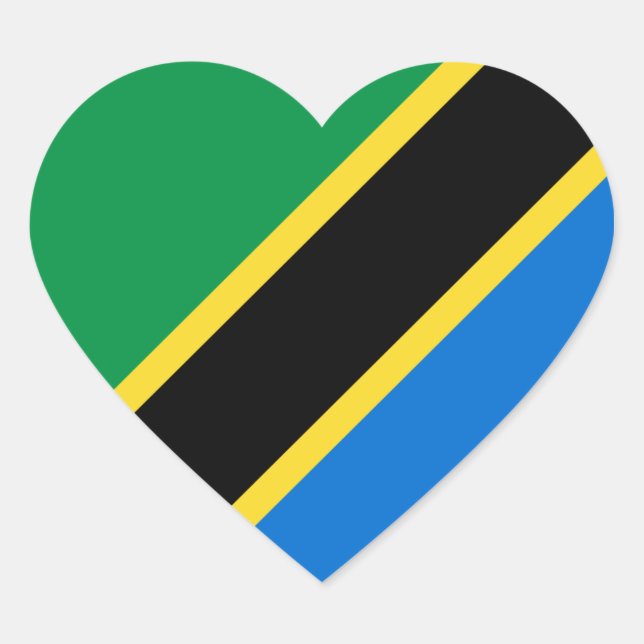 Cœur Sticker Coeur du drapeau de Tanzanie (Devant)