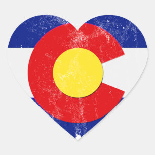 Cœur Sticker Coeur du drapeau du Colorado en détresse