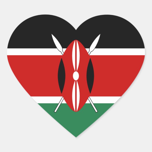 Cœur Sticker Coeur du drapeau du Kenya (Devant)