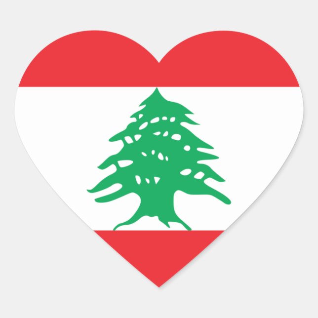 Cœur Sticker Coeur du drapeau du Liban (Devant)