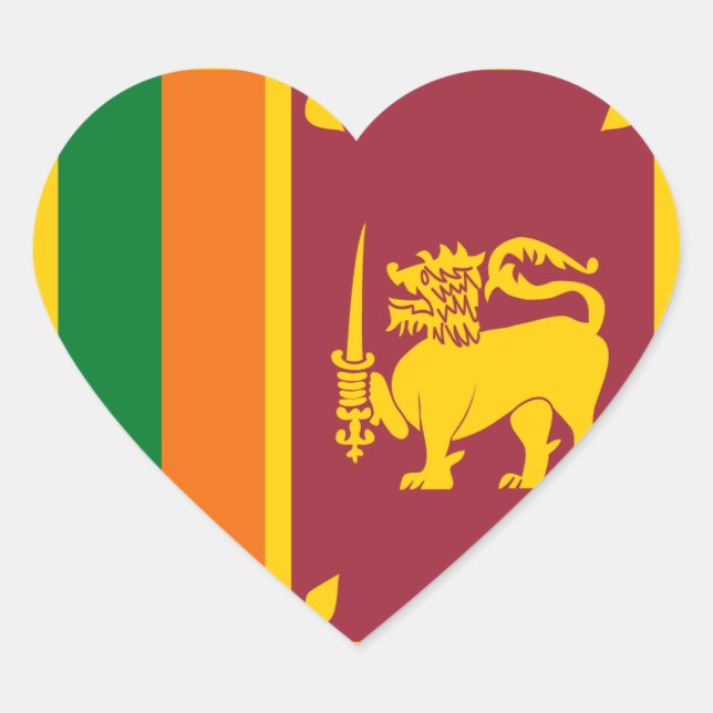 Cœur Sticker Coeur du drapeau du Sri Lanka (Devant)