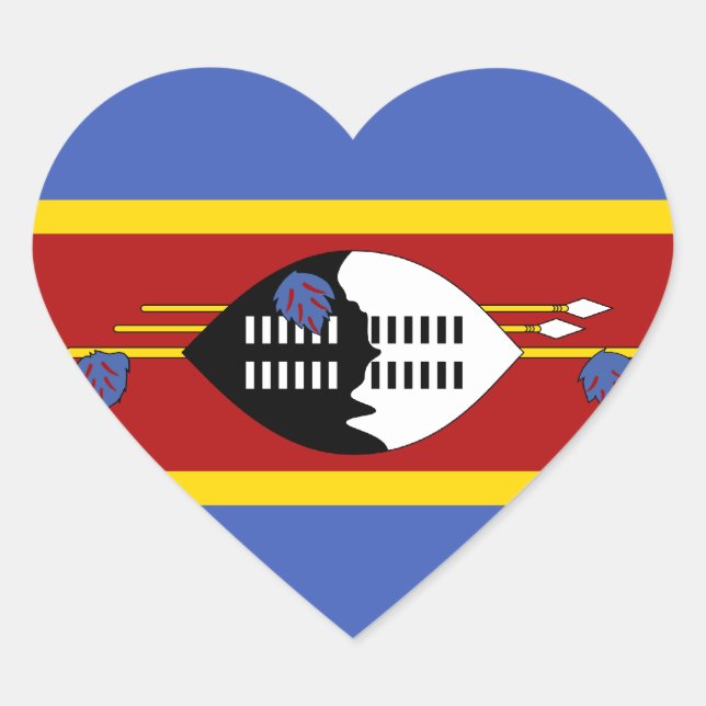Cœur Sticker coeur du drapeau du Swaziland (Devant)
