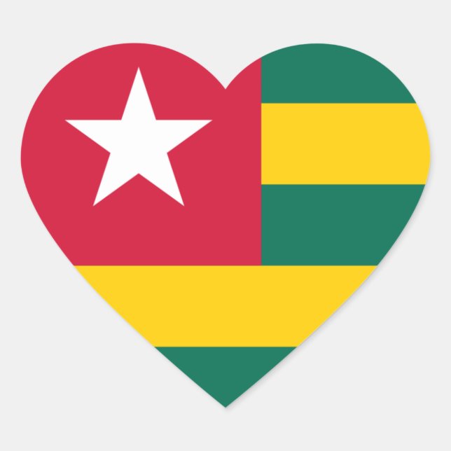 Cœur Sticker Coeur du drapeau du Togo (Devant)