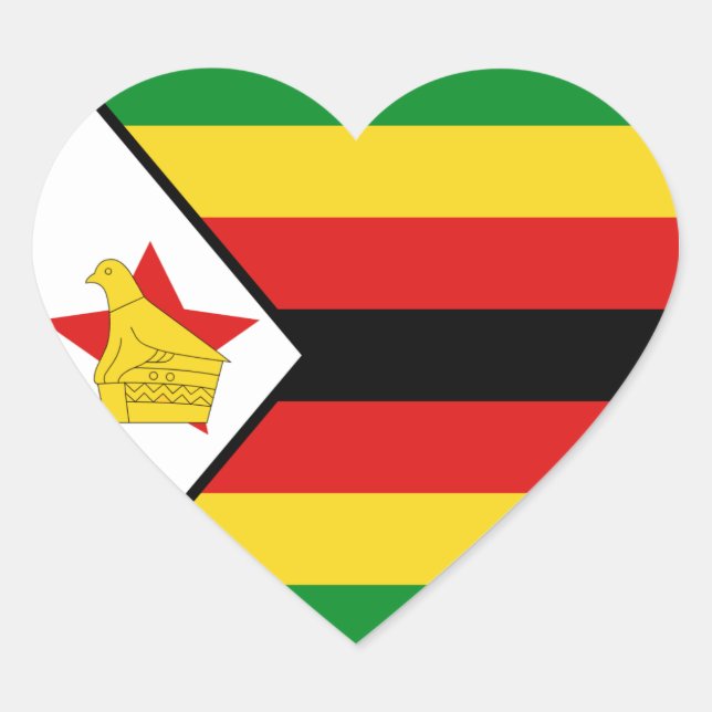 Cœur Sticker Coeur du drapeau du Zimbabwe (Devant)