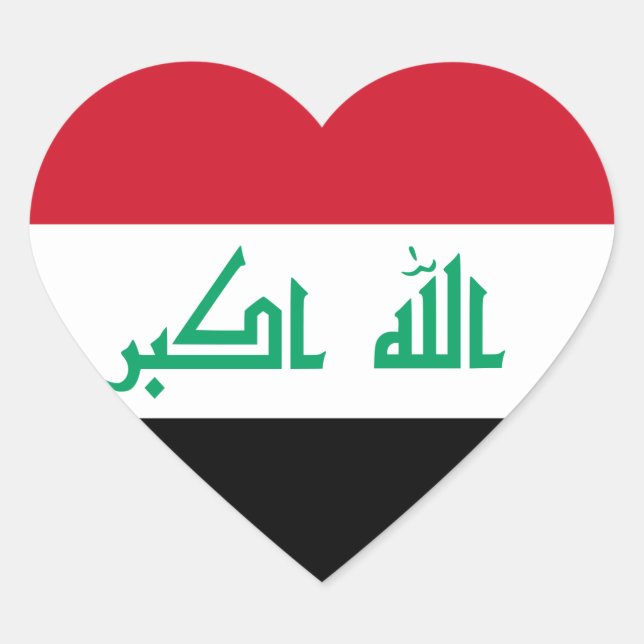 Cœur Sticker Coeur du drapeau irakien (Devant)