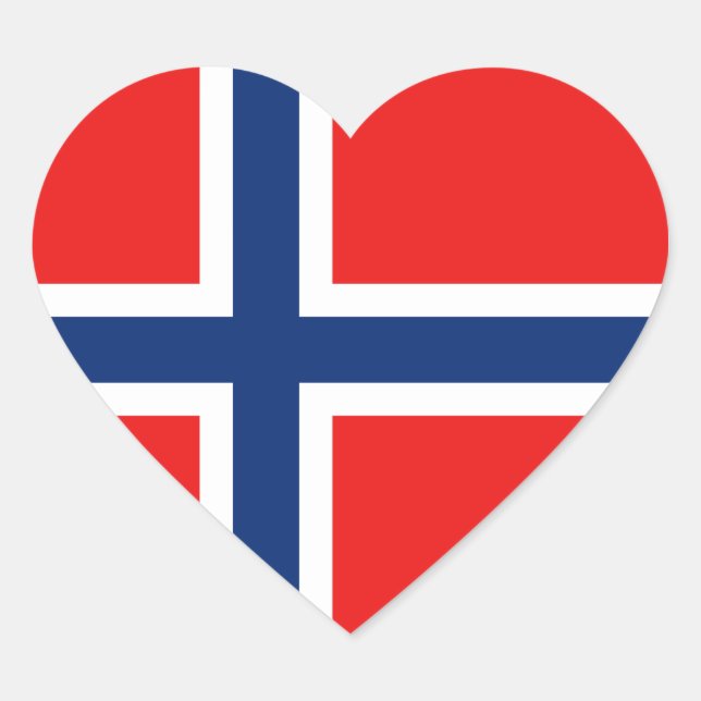 Cœur Sticker Coeur du drapeau norvégien (Devant)