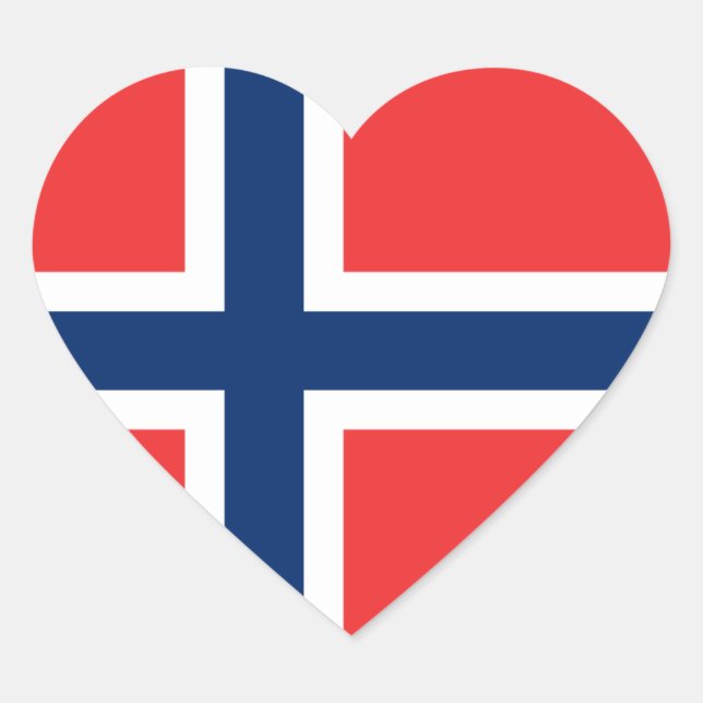 Cœur Sticker Coeur du drapeau norvégien (Devant)