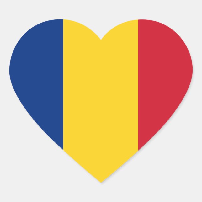 Cœur Sticker Coeur du drapeau roumain (Devant)