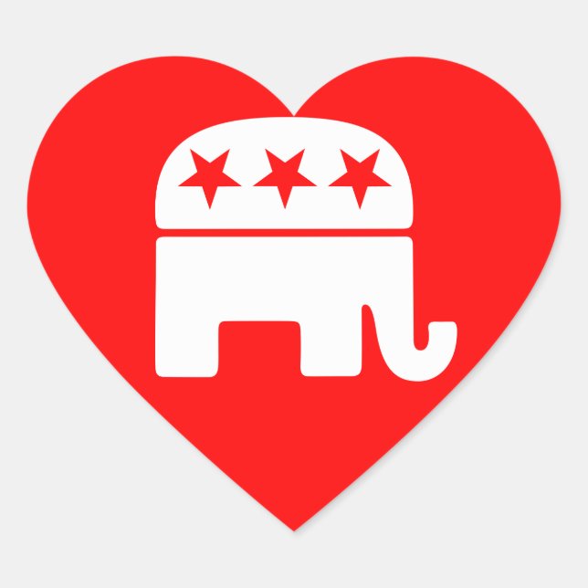 Cœur Sticker Coeur Eléphant Républicain (Devant)