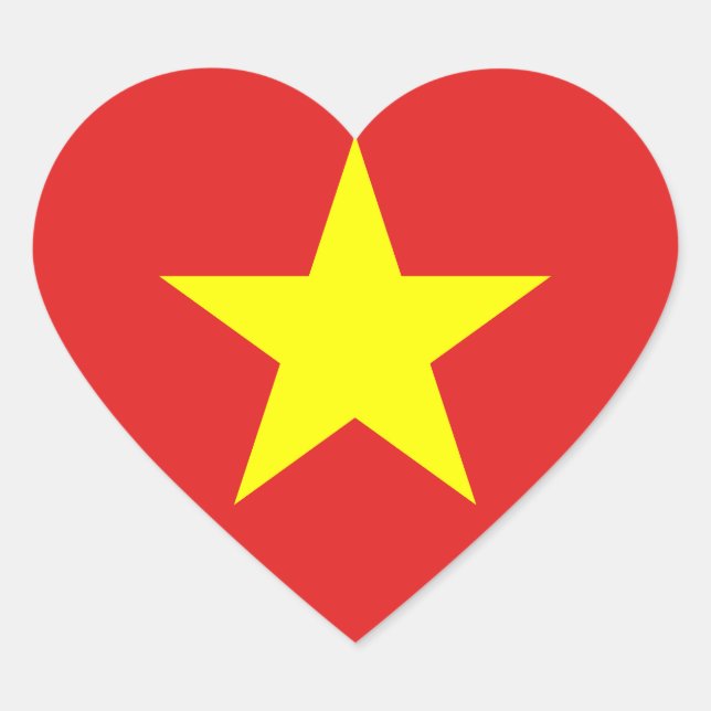 Cœur Sticker Coeur étoile jaune drapeau du Vietnam (Devant)