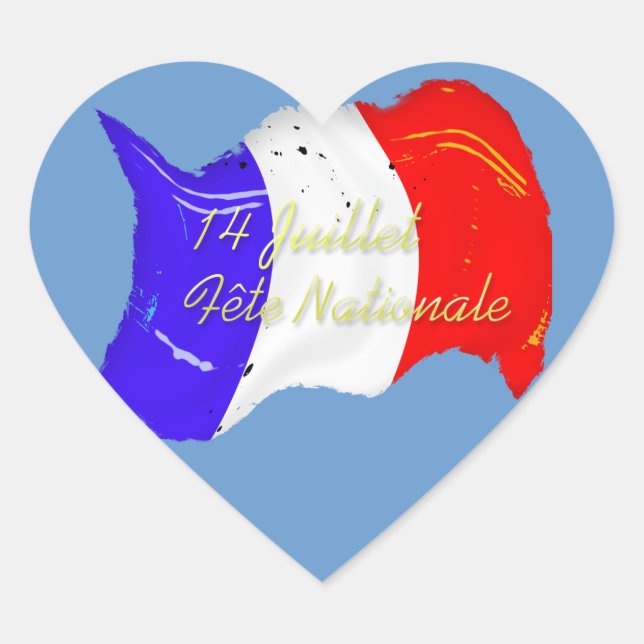 Cœur Sticker Coeur Grunge French Flag (Devant)