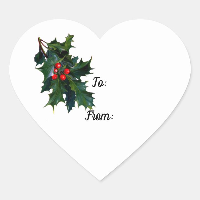Cœur Sticker Coeur Holly Avec Berries (Devant)