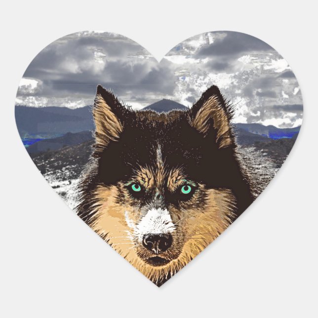 Cœur Sticker Coeur Husky Sibérien (Devant)