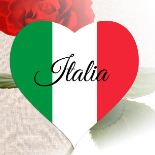 Cœur Sticker Coeur Italie, Drapeau Italien patriotique