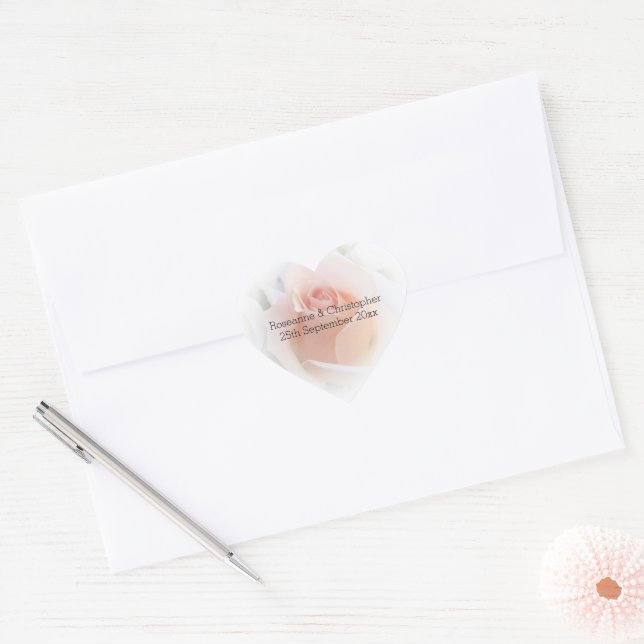 Cœur Sticker Coeur mariage Peach rose Rosebud (Enveloppe)
