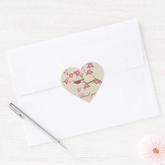 Cœur Sticker Coeur Merci Fleur Mauve Gris