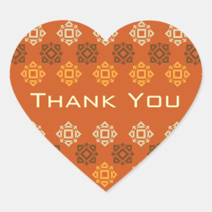 Cœur Sticker Coeur Merci orange Retro Design Carré