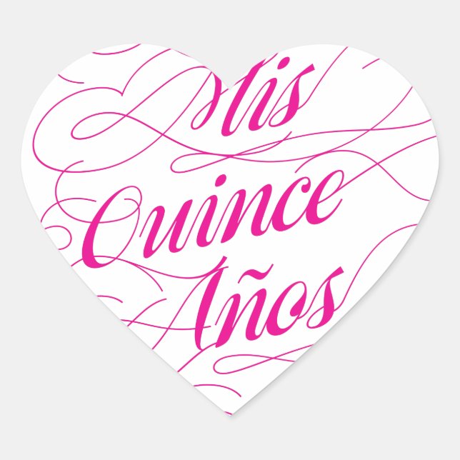 Cœur Sticker Coeur Mis Quince Años Rose | Quinceañera (Devant)