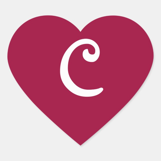 Cœur Sticker Coeur Monogramme Rouge Vin (Devant)