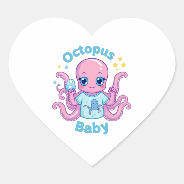 Cœur Sticker Coeur Octopus Baby  (Devant)