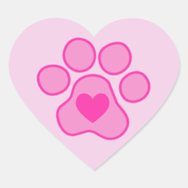 Cœur Sticker Coeur Pink Puppy Paws (Devant)