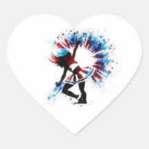 Sticker Coeur pom-pom girl avec design patriotique