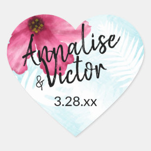 Cœur Sticker Coeur rose Hibiscus