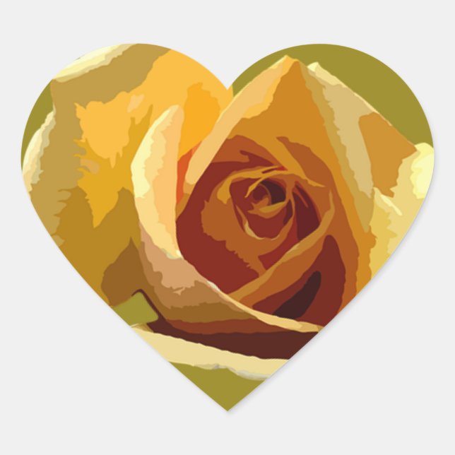 Cœur Sticker Coeur Rose Jaune (Devant)