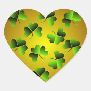 Cœur Sticker Coeur Shamrock Vert et Or