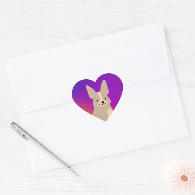 Cœur Sticker Coeur Super Cute Corgi (Enveloppe)