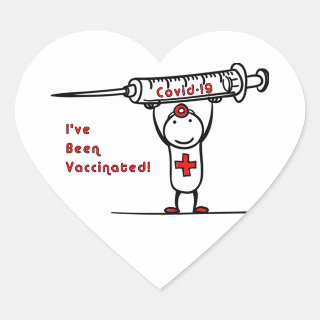 Cœur Sticker Coeur Vacciné Covid-19 (Devant)