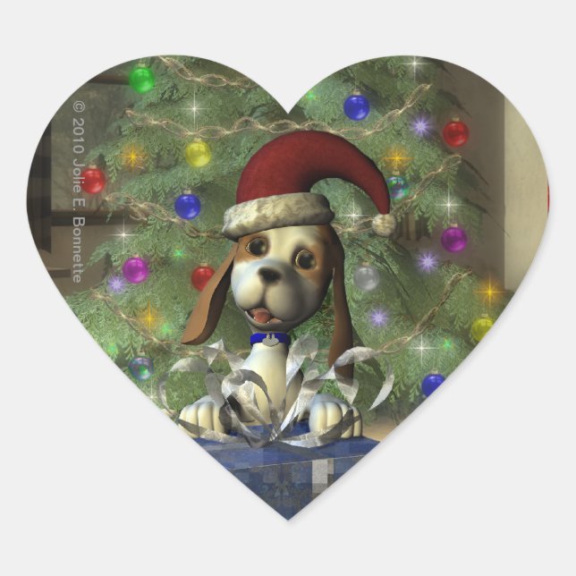 Cœur Sticker Coeur Yule Puppy (Devant)