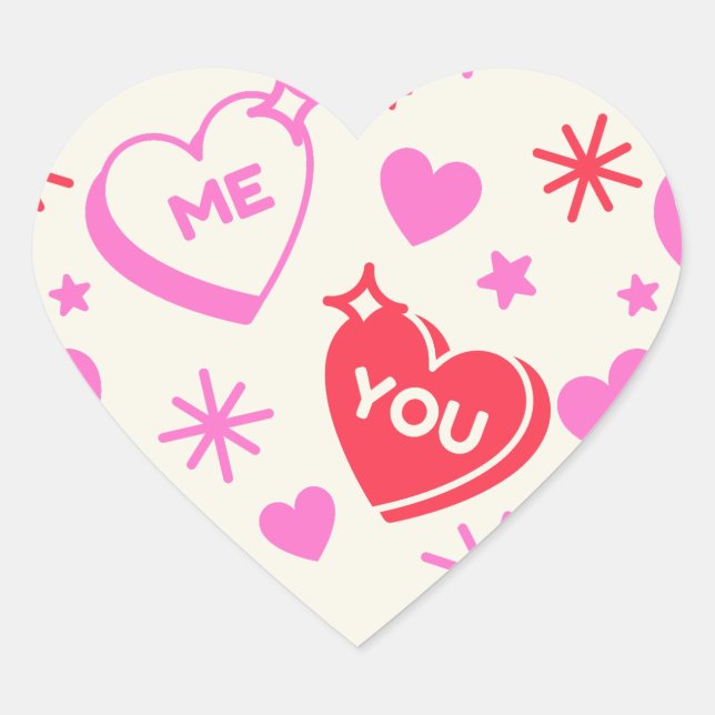 Cœur Sticker Coeurs romantiques de moi et toi (Devant)