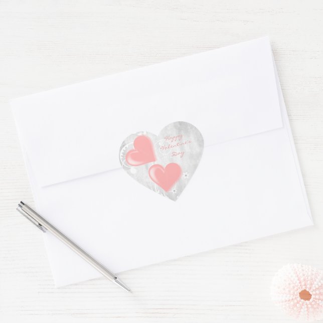 Cœur Sticker Coeurs Valentin rose (Enveloppe)