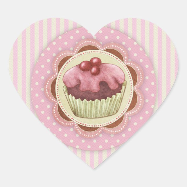 Cœur Sticker d'amour CupCake (Devant)