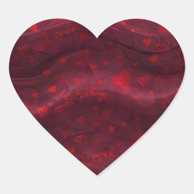 Cœur Sticker d'amour rouge foncé (Devant)