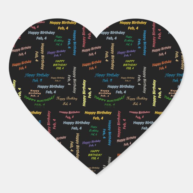 Cœur Sticker d'anniversaire, 4 février (Devant)