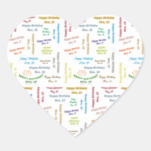Cœur Sticker d'anniversaire du 10 novembre