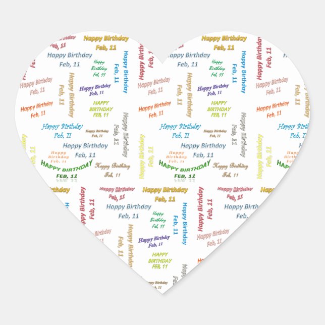 Cœur Sticker d'anniversaire du 11 février (Devant)