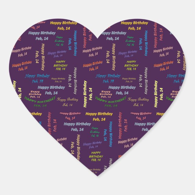 Cœur Sticker d'anniversaire du 14 février (Devant)