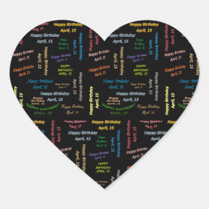 Cœur Sticker d'anniversaire du 15 avril