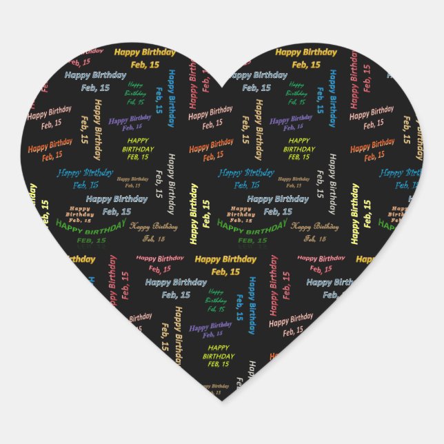 Cœur Sticker d'anniversaire du 15 février (Devant)
