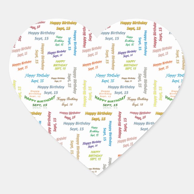 Cœur Sticker d'anniversaire du 15 septembre (Devant)