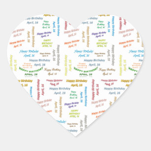 Cœur Sticker d'anniversaire du 16 avril